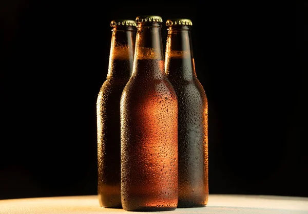 Ice Cold Beers Black Background — Stock Photo, Image