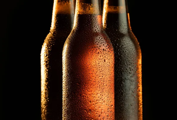 Ice Cold Beers Black Background — Stock Photo, Image