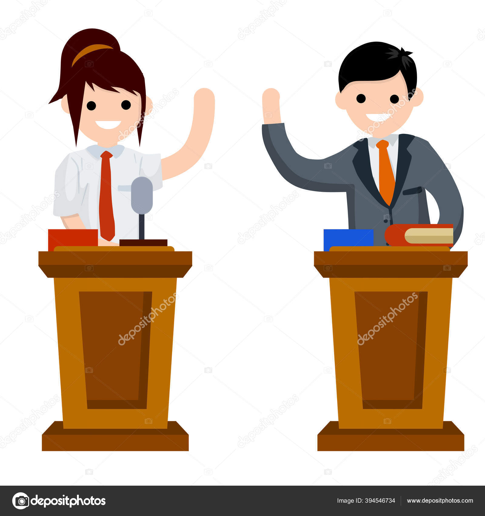 Presidential Debate Dialogue Man Woman Podium Speech Lecturer Lectures Controversy Vector Image By C Tdubov Vector Stock 394546734