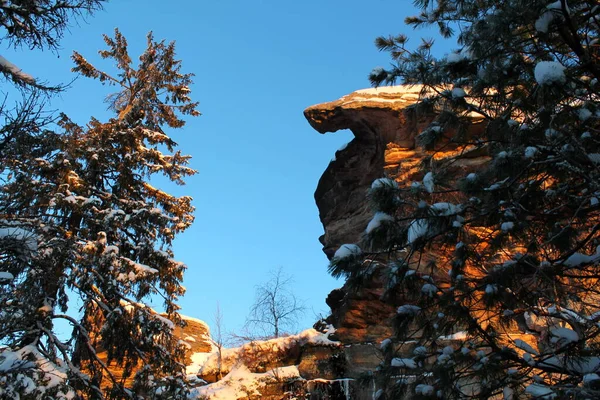 Invierno Rusia Bosque Árboles Montañas Nieve Frío Camino Arroyo Árboles — Foto de Stock