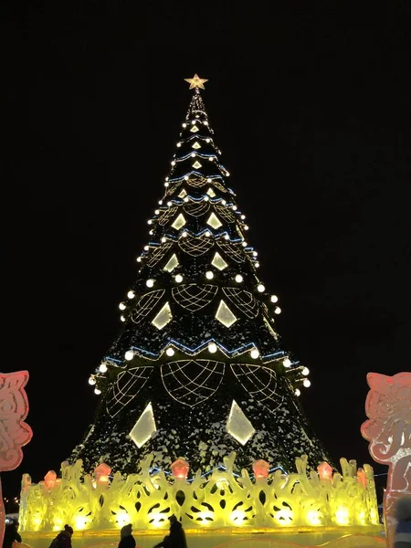 Ano Novo Natal Presentes Árvore Natal Inverno Neve Inverno Russo — Fotografia de Stock