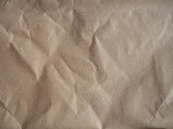 Texture Brown Crumpled Craft Paper Old Paper Surface Background — Stock Photo, Image