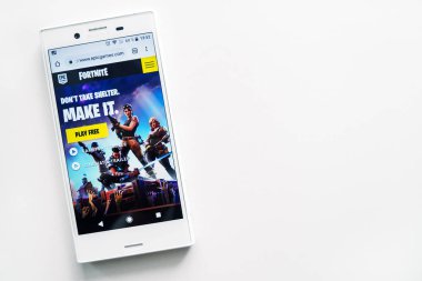 Ufa, Rusya - 15 Mart 2019: Başlangıç sayfası Fortnite oyun sitesi o