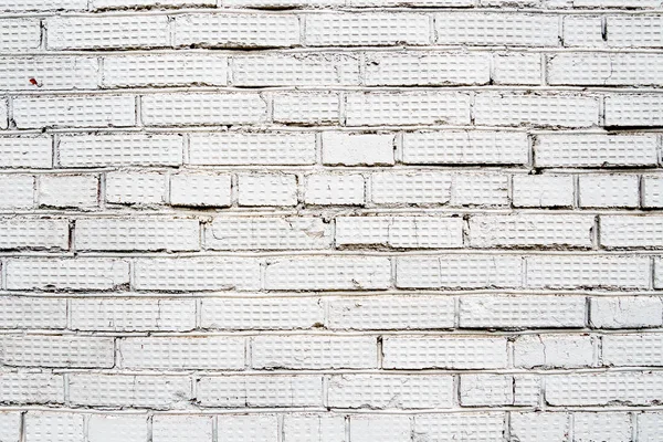 오래된 흰색 금이 벽돌 벽, 수평 빈 배경, 복사 공간 — 스톡 사진