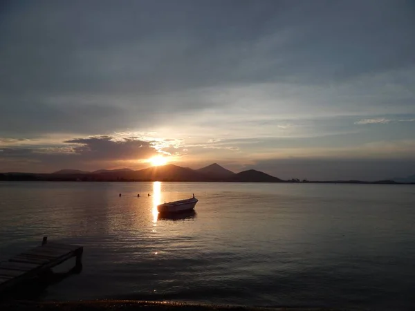 Zonsondergang Boven Het Dorp — Stockfoto