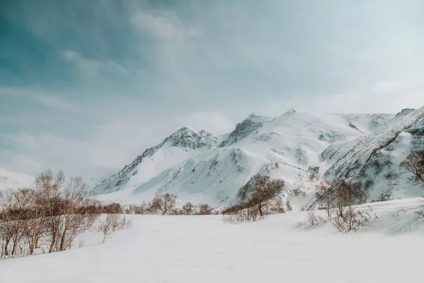 Invierno Montañas Espacio Para Texto Cielo Azul Helado Sobre Los —  Fotos de Stock