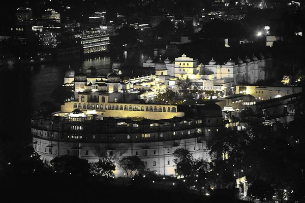 Stadtpalast Nachtsicht Von Shri Manshapurna Karni Mata Tempel Für Die — Stockfoto