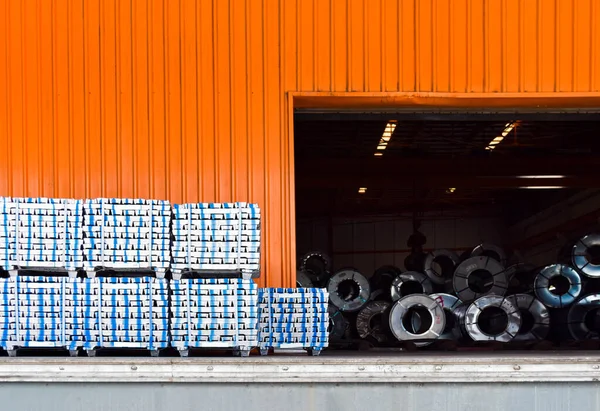 Pack Barre Lingot Aluminium Empilée Sur Quai Entrepôt Pour Farce — Photo