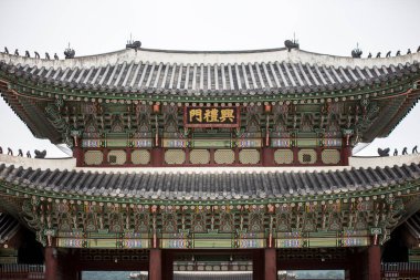 Seul Güney Kore Asya 'daki Gyeongbokgung Sarayı' nda desen ve doku.