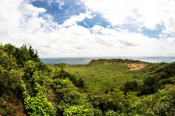 Vista Seongsan Ilchulbong Bela Ilha Vulcânica Sobe Mar Leste Jeju — Fotografia de Stock