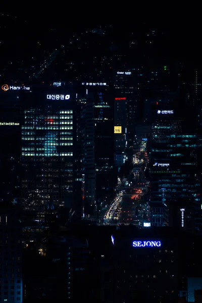 Blob Light City Night View Seen Namsan Tower Soul South — Stock fotografie