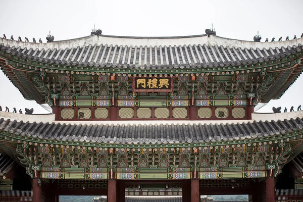 Seul Güney Kore Asya 'daki Gyeongbokgung Sarayı' nda desen ve doku.