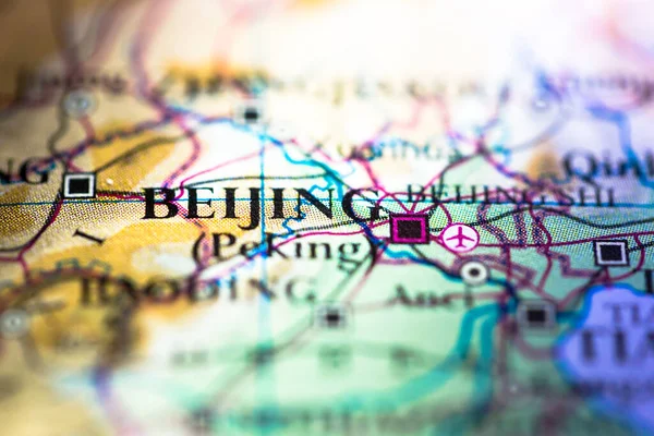 Ondiepe Scherptediepte Geografische Kaart Locatie Van Beijing Peking Stad China — Stockfoto