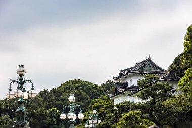 Tokyo 'daki İmparatorluk Sarayı' nın güzel ve büyüleyici manzarası. 
