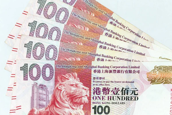 Valuta Bankbiljetten Verspreid Frame Hong Kong Dollar Verschillende Denominaties — Stockfoto