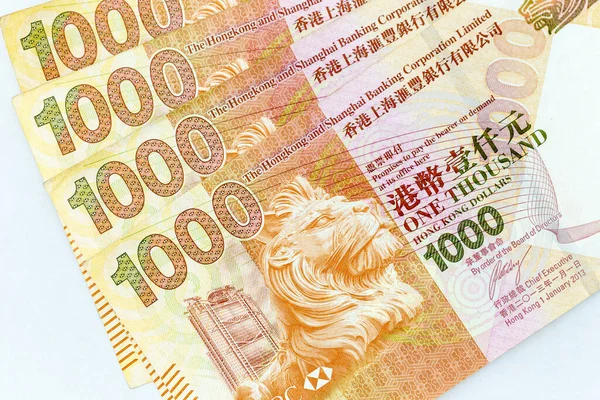 Billets Monnaie Répartis Sur Cadre Hong Kong Dollar Différentes Coupures — Photo