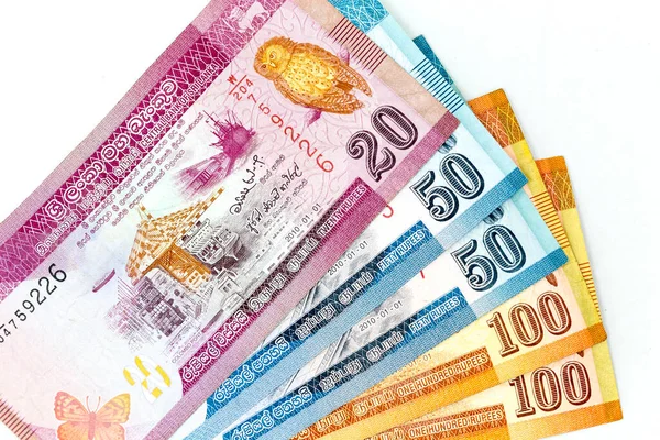 Banknoten Verschiedenen Stückelungen Über Die Sri Lankische Rupie Verteilt — Stockfoto