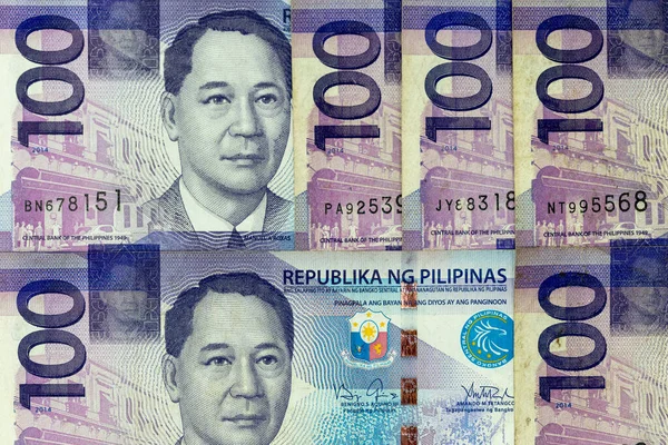 Valutasedlar Utspridda Över Ramen Filippiner Peso Olika Valörer — Stockfoto