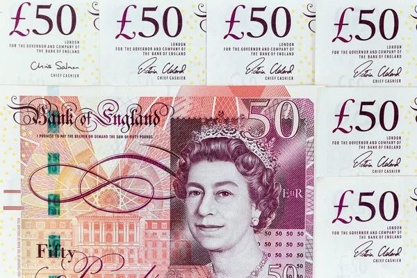 Banknoten Verteilt Auf Britisches Pfund Sterling Verschiedenen Stückelungen — Stockfoto