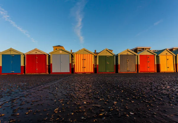 Brighton Colorful Beach Hut Beach House Coast Brighton Pier — Stock Photo, Image