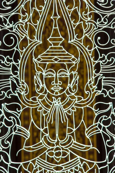 Grill Med Buddha Mönster Finns Kungariket Kambodja Med Gyllene Bokeh — Stockfoto