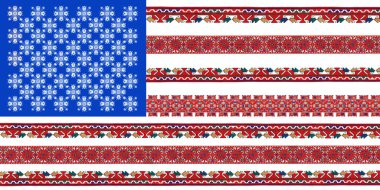 Süs ve yıldız desenleri Amerikan bayrağı 2 tarzında.