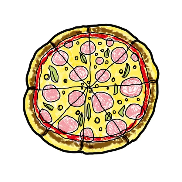 pizza peperoni doodle cartoon illustration fast food