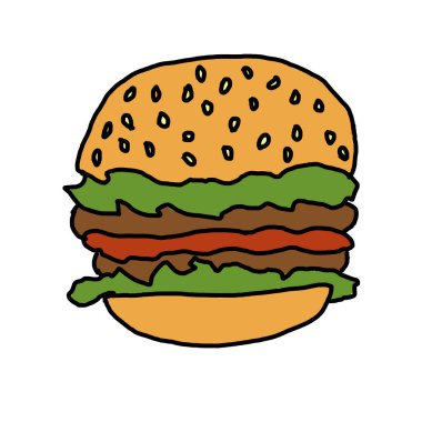 Salata ve sosisli duble burger.