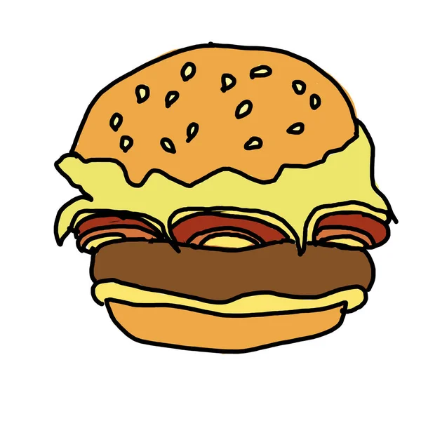 Cheeseburger mit Tomaten und Eisbergsalat — Stockfoto