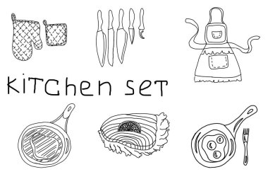 çizgi film mutfağı herhangi bir tasarım çözümü için beyaz bir arkaplan üzerine kurulur