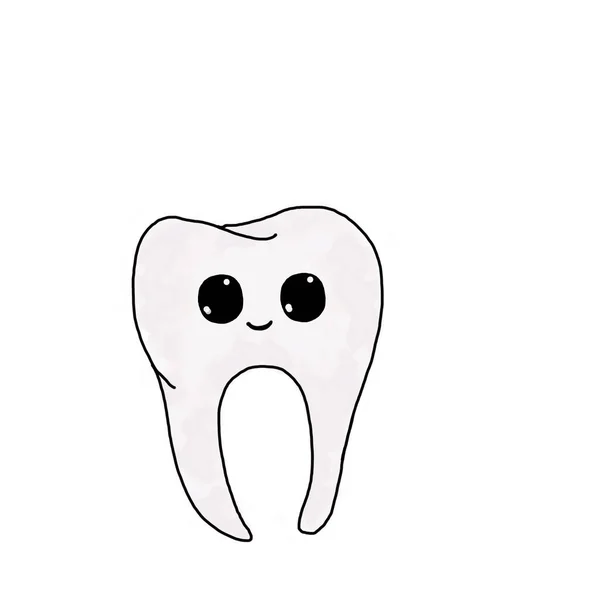 A tooth character on a white background for any projects related to dentistry and dental care. — Stock Photo, Image
