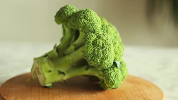 Richt Broccoli Een Close Langzaam Verschuiven Van Focus Naar Defocus — Stockvideo