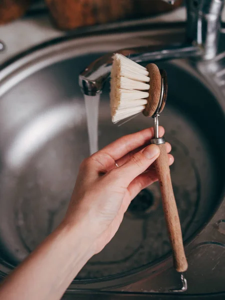 Zero Waste Dish Washing Brush Kitchen — Stock Photo, Image