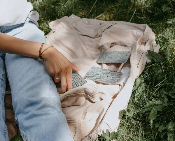 Woman Hands Tarot Cards Deck — Stock Photo, Image