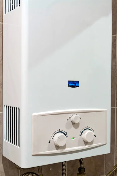 Gas Burns Modern Water Heater — Stock Photo, Image
