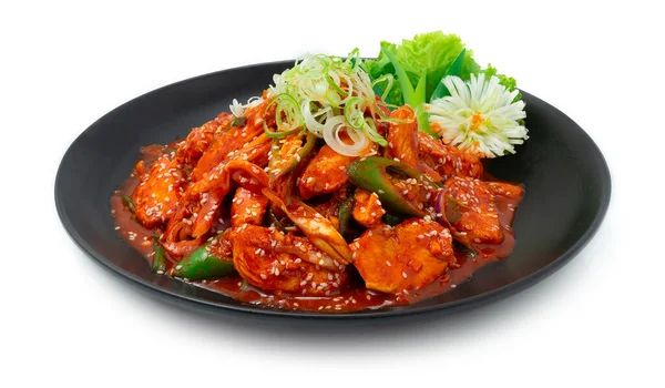 Spicy Stir Fried Chicken Korean Sauce Dak Bokkeum Κορεάτικο Φαγητό — Φωτογραφία Αρχείου