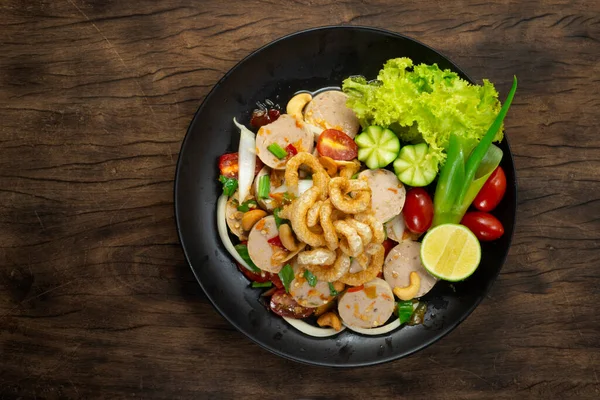 Sosis Babi Pedas Vietnam Salad Dengan Sayuran Babi Renyah Makanan — Stok Foto