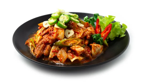 Mezcla Picante Kimchi Frito Con Cerdo Dwaejigogi Kimchi Bokkeum Parte — Foto de Stock