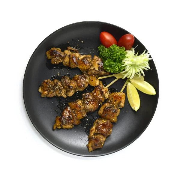 Yakitori Grilled Chicken Black Peppers Skewers Japanese Food Fusion Style — Stock Photo, Image