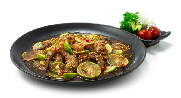 Würzige Shrimps Salat Mit Limetten Thai Food Fusion Hot Spicy — Stockfoto