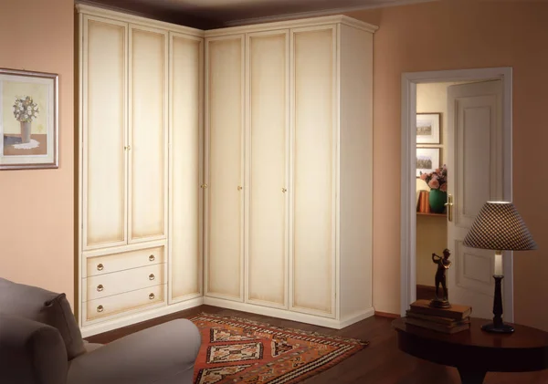 Chambre Avec Armoire Classique — Photo