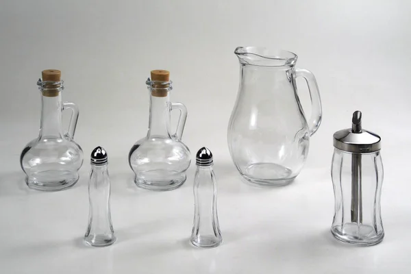 Recipientes Vidrio Transparente Para Especias Bebidas —  Fotos de Stock