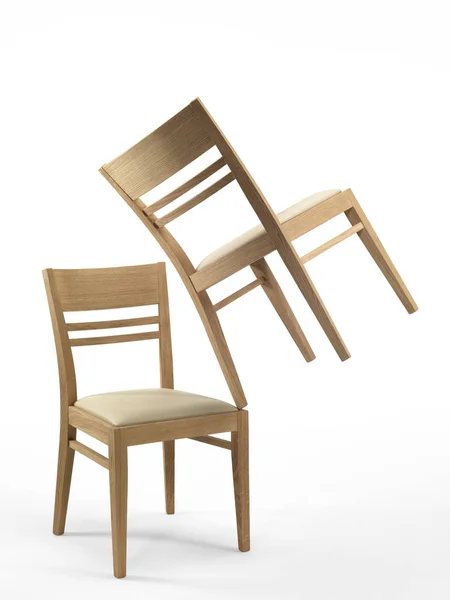 Ξύλινες Καρέκλες Λευκό Φόντο — Φωτογραφία Αρχείου