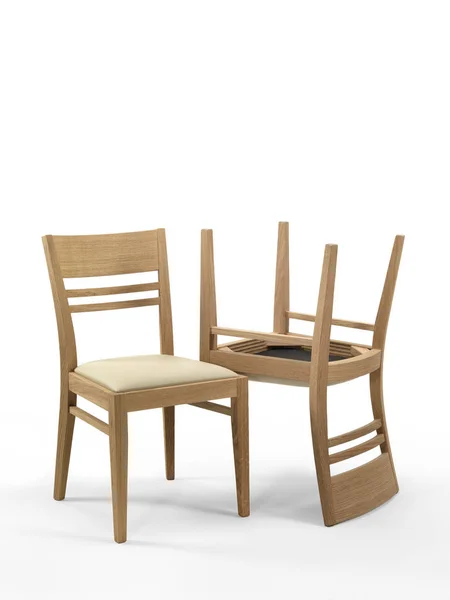 Wooden Chairs White Background — Stock Photo, Image