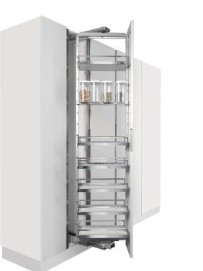 Beyaz arka plan üzerinde mutfak kiler dolap