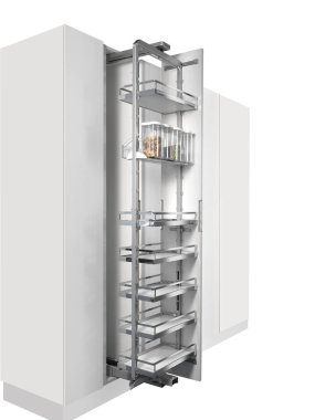 Beyaz arka plan üzerinde mutfak kiler dolap