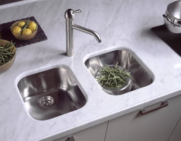 Stone Kitchen Sink Vegetables — Stock Photo, Image