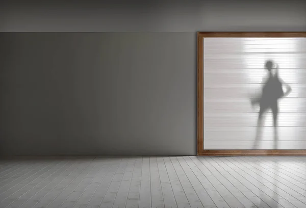 Umgebung Mit Fenster Und Silhouette Eines Mädchens — Stockfoto