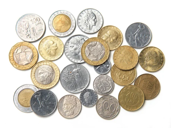 Набір Старих Лірних Монет Білому Тлі — стокове фото