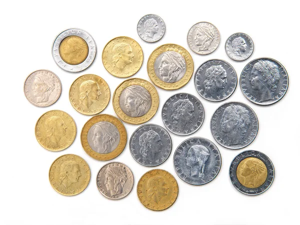 Набір Старих Лірних Монет Білому Тлі — стокове фото